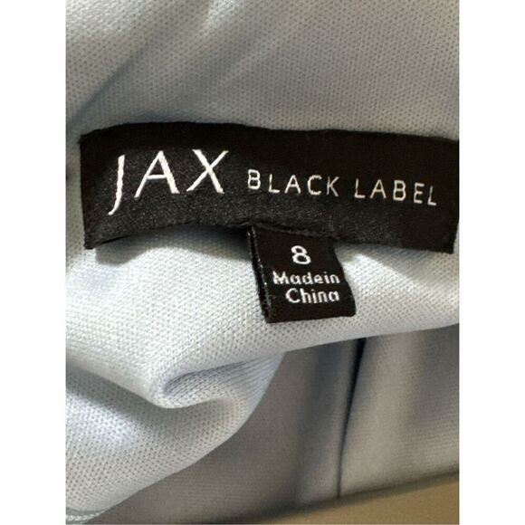 Jax Black Label Women's Blue White Ruffle Neck Sleeveless A-Line Dress Size 8 - Picture 4 of 6